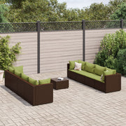 Loungeset 9-delig poly rattan bruin groen