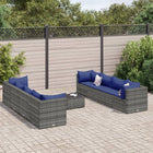 9-delige Loungeset met kussens poly rattan grijs