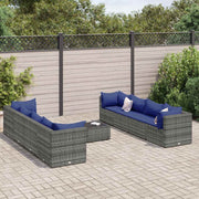 Loungeset 9-delig poly rattan grijs