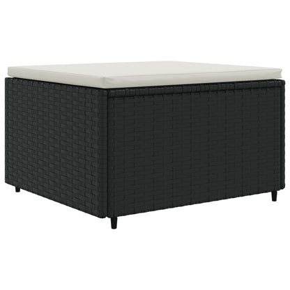 4-delige Loungeset met kussens poly rattan zwart