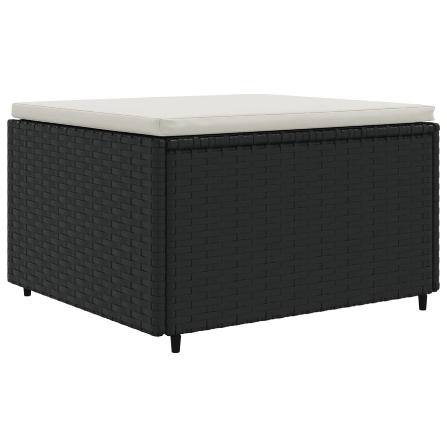 4-delige Loungeset met kussens poly rattan zwart