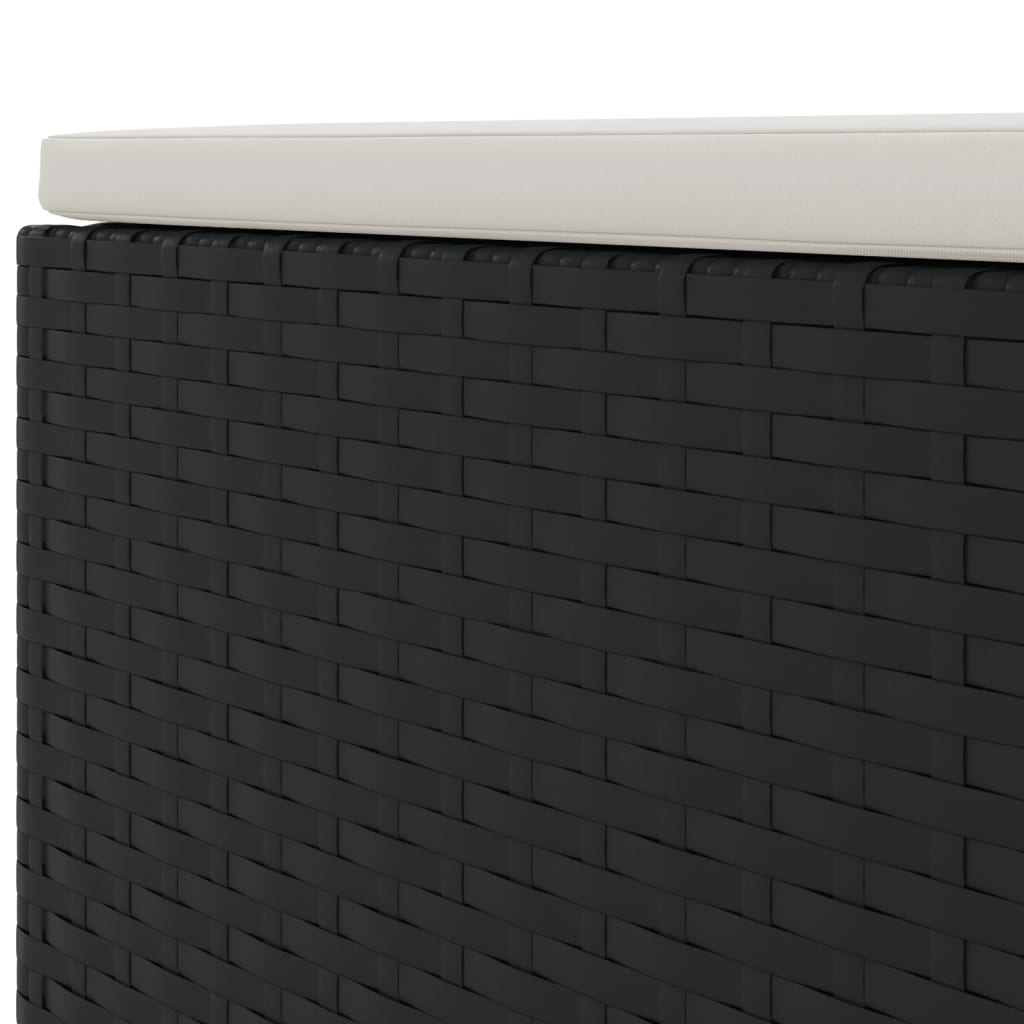 4-delige Loungeset met kussens poly rattan zwart