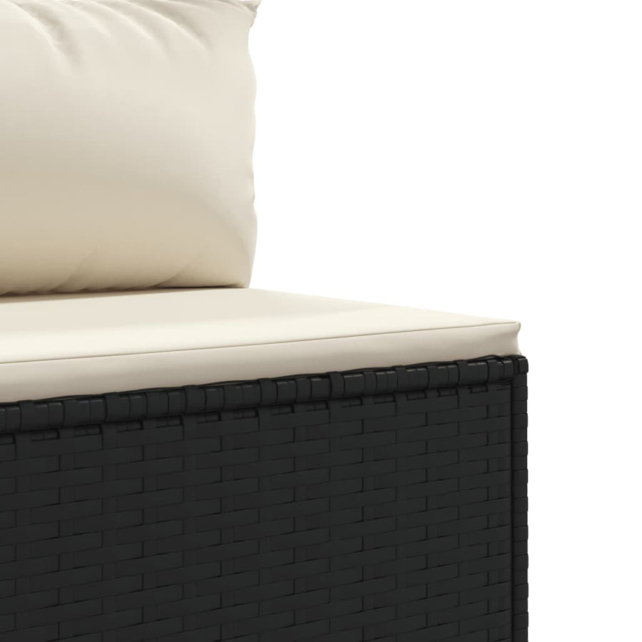 4-delige Loungeset met kussens poly rattan zwart