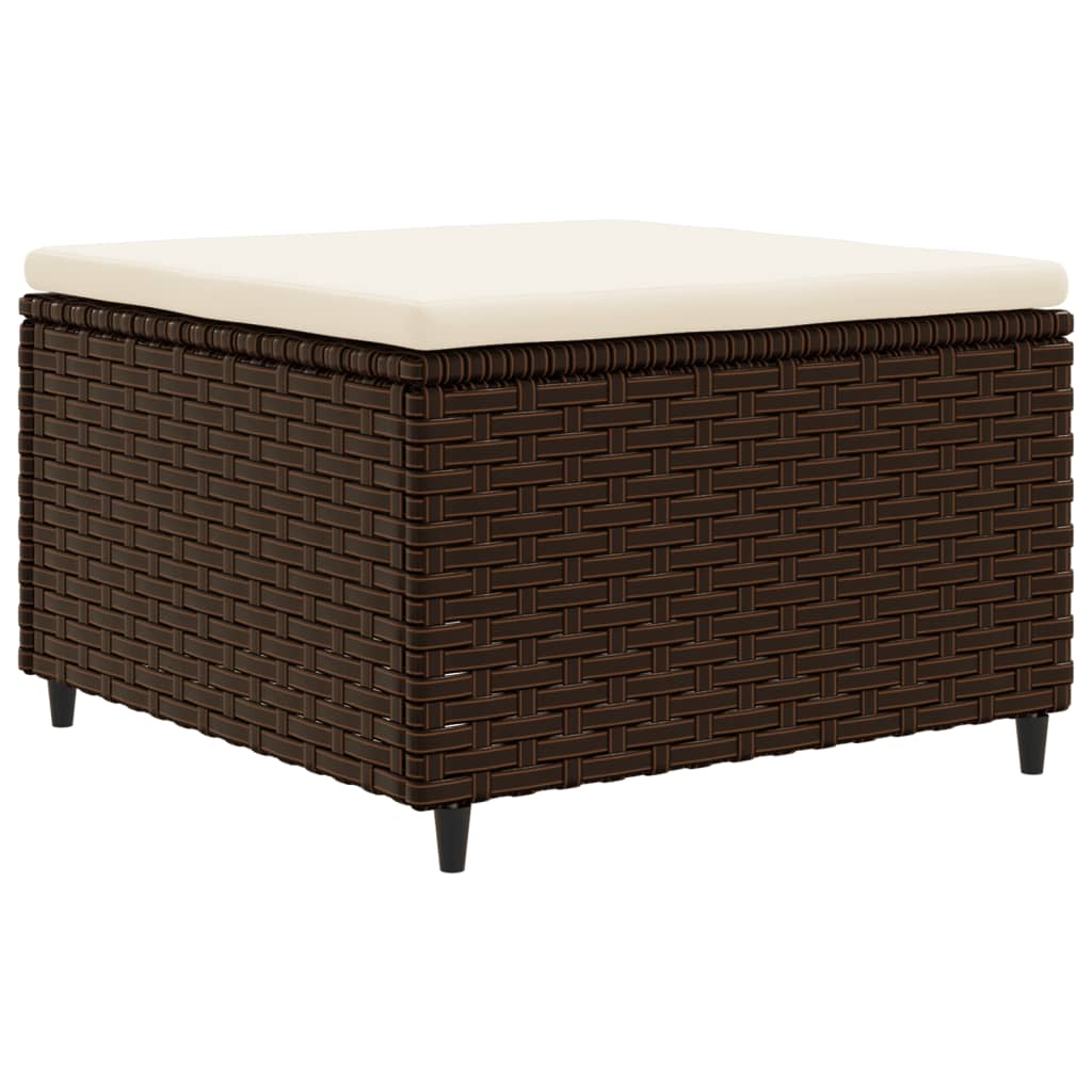 4-delige Loungeset met kussens poly rattan bruin
