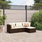 4-delige Loungeset met kussens poly rattan bruin