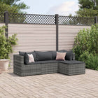 4-delige Loungeset met kussens poly rattan grijs