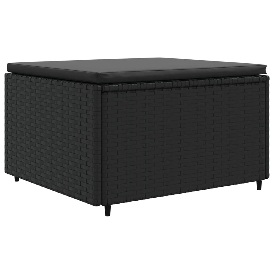 4-delige Loungeset met kussens poly rattan zwart