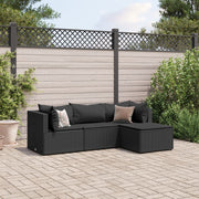 Loungeset 4-delig poly rattan zwart