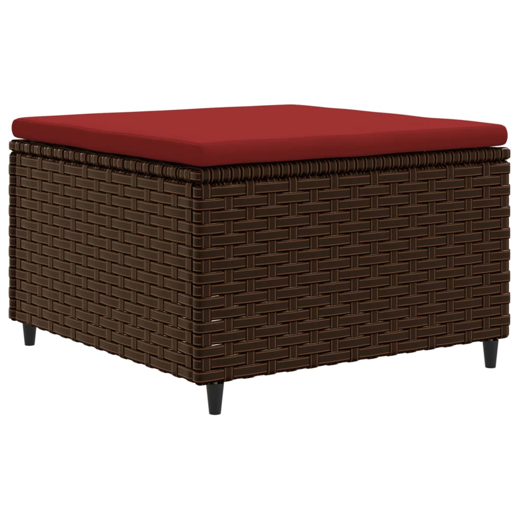 4-delige Loungeset met kussens poly rattan bruin