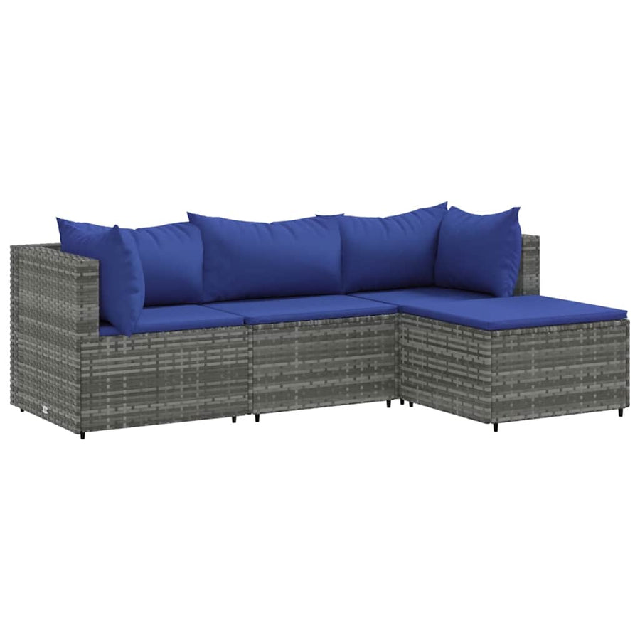 Loungeset Met Kussens Poly Rattan 4