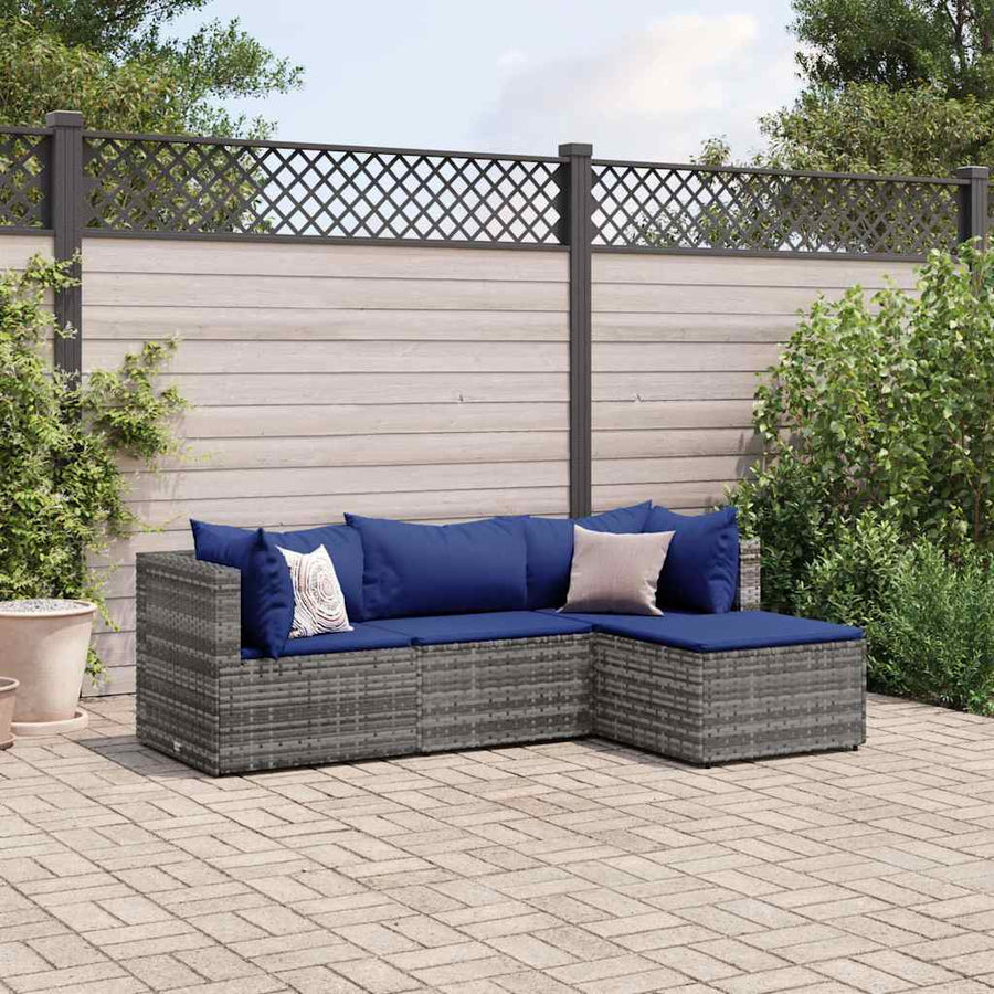 Loungeset Met Kussens Poly Rattan 4