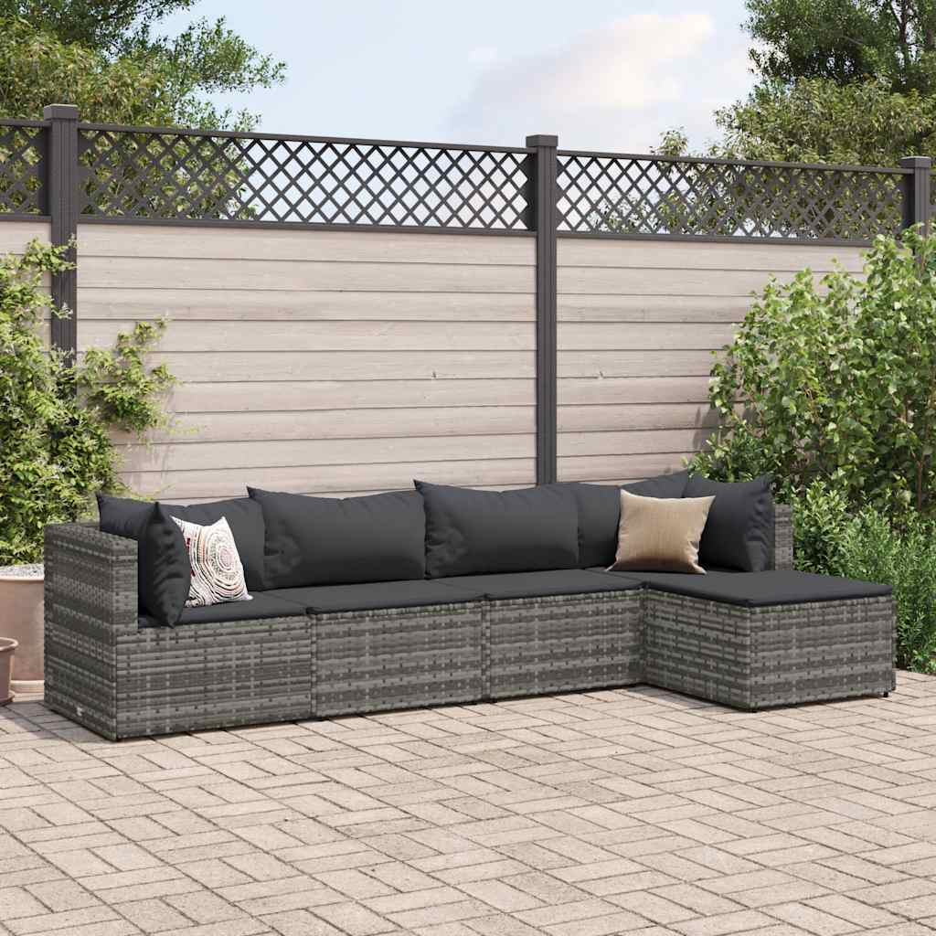 Loungeset Met Kussens Poly Rattan 5