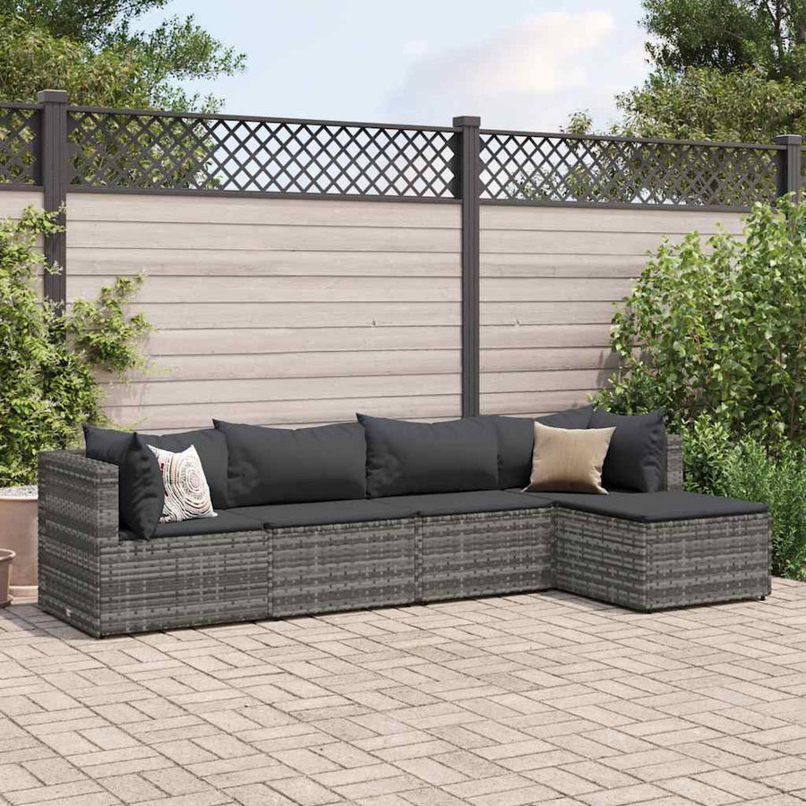 Loungeset Met Kussens Poly Rattan 5