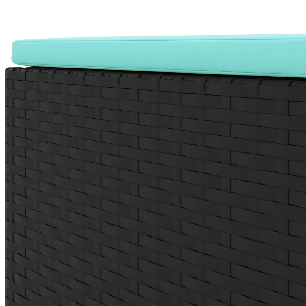 5-delige Loungeset met kussens poly rattan zwart