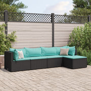 Loungeset 5-delig poly rattan zwart