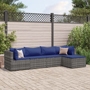 Loungeset 5-delig poly rattan grijs