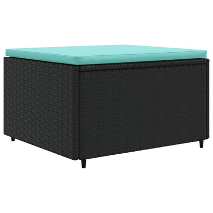6-delige Loungeset met kussens poly rattan zwart