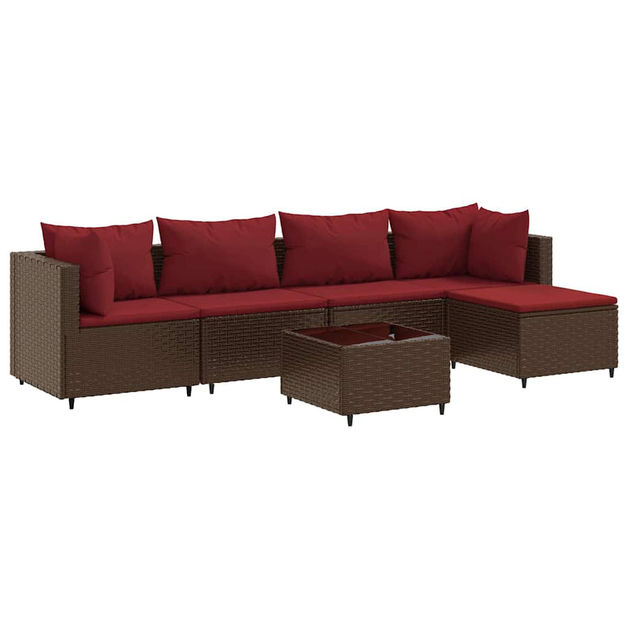 6-Delige Loungeset Met Kussens Poly Rattan 5