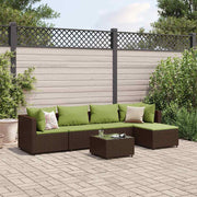 Loungeset 6-delig poly rattan bruin