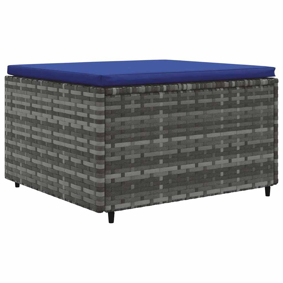 6-delige Loungeset met kussens poly rattan grijs