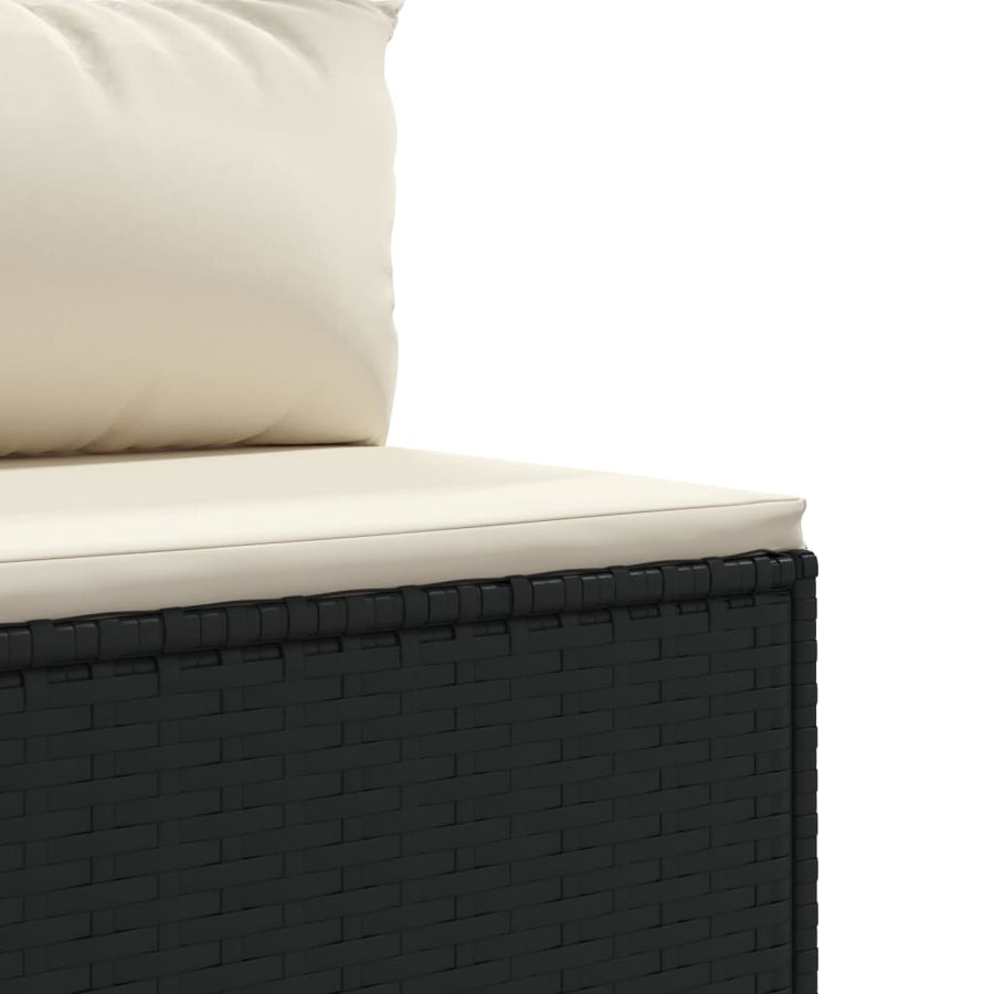 4-delige Loungeset met kussens poly rattan zwart