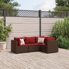 4-delige Loungeset met kussens poly rattan bruin