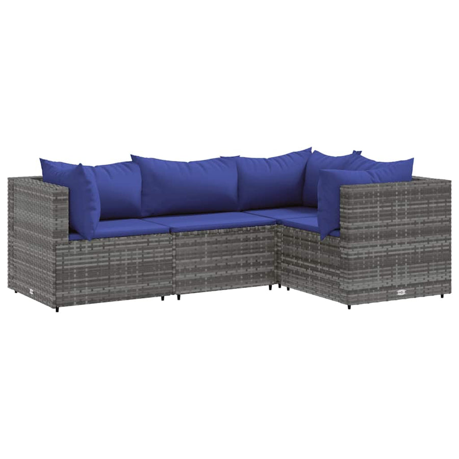 4-Delige Loungeset Met Kussens Poly Rattan 1