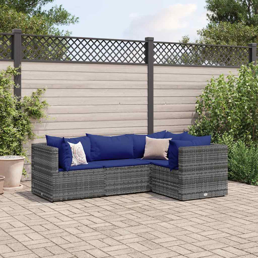 4-Delige Loungeset Met Kussens Poly Rattan 1