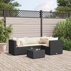 5-Piece Loungeset with Cushions Poly Rattan Black