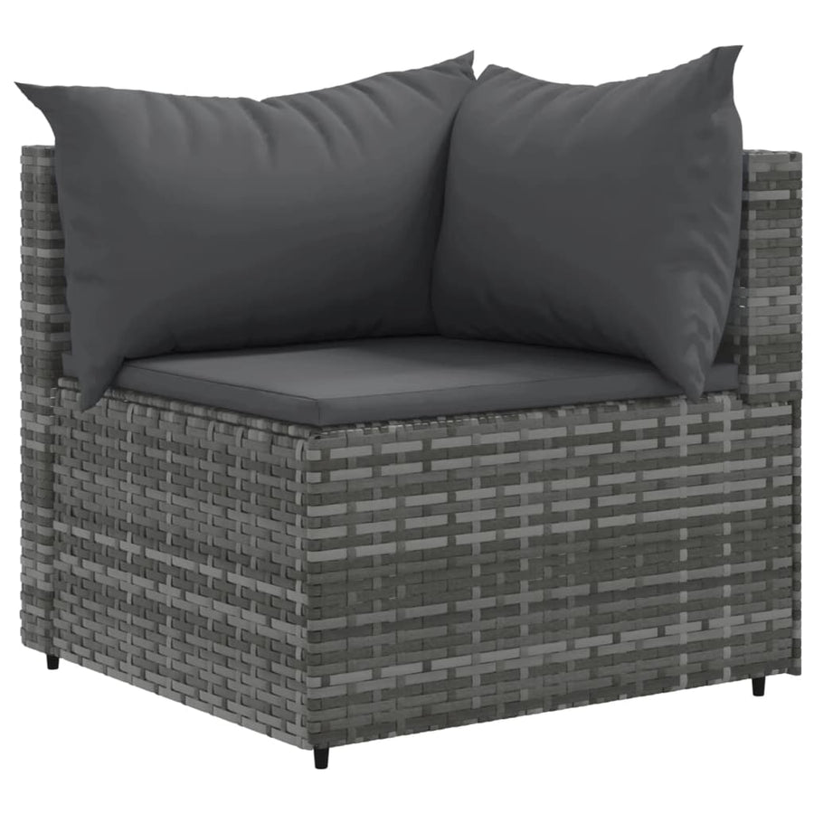 5-delige Loungeset met kussens poly rattan grijs