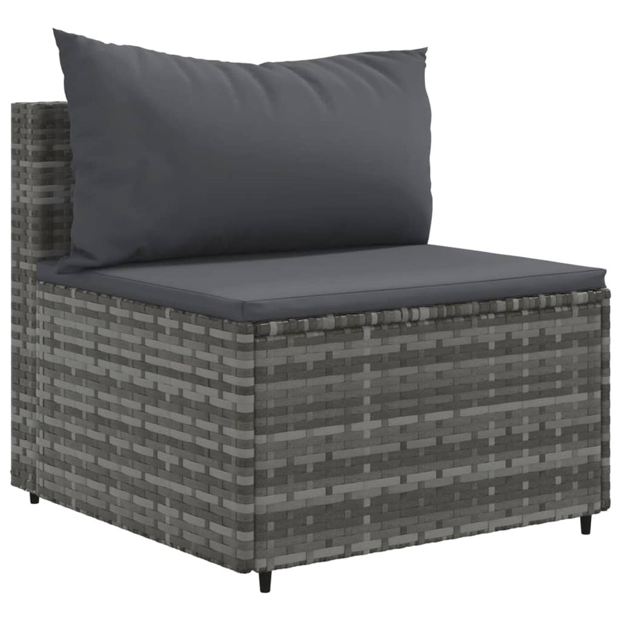 5-delige Loungeset met kussens poly rattan grijs