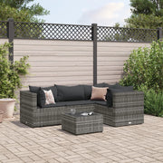 Loungeset 5-delig poly rattan grijs
