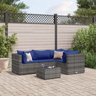 5-delige Loungeset met kussens poly rattan grijs