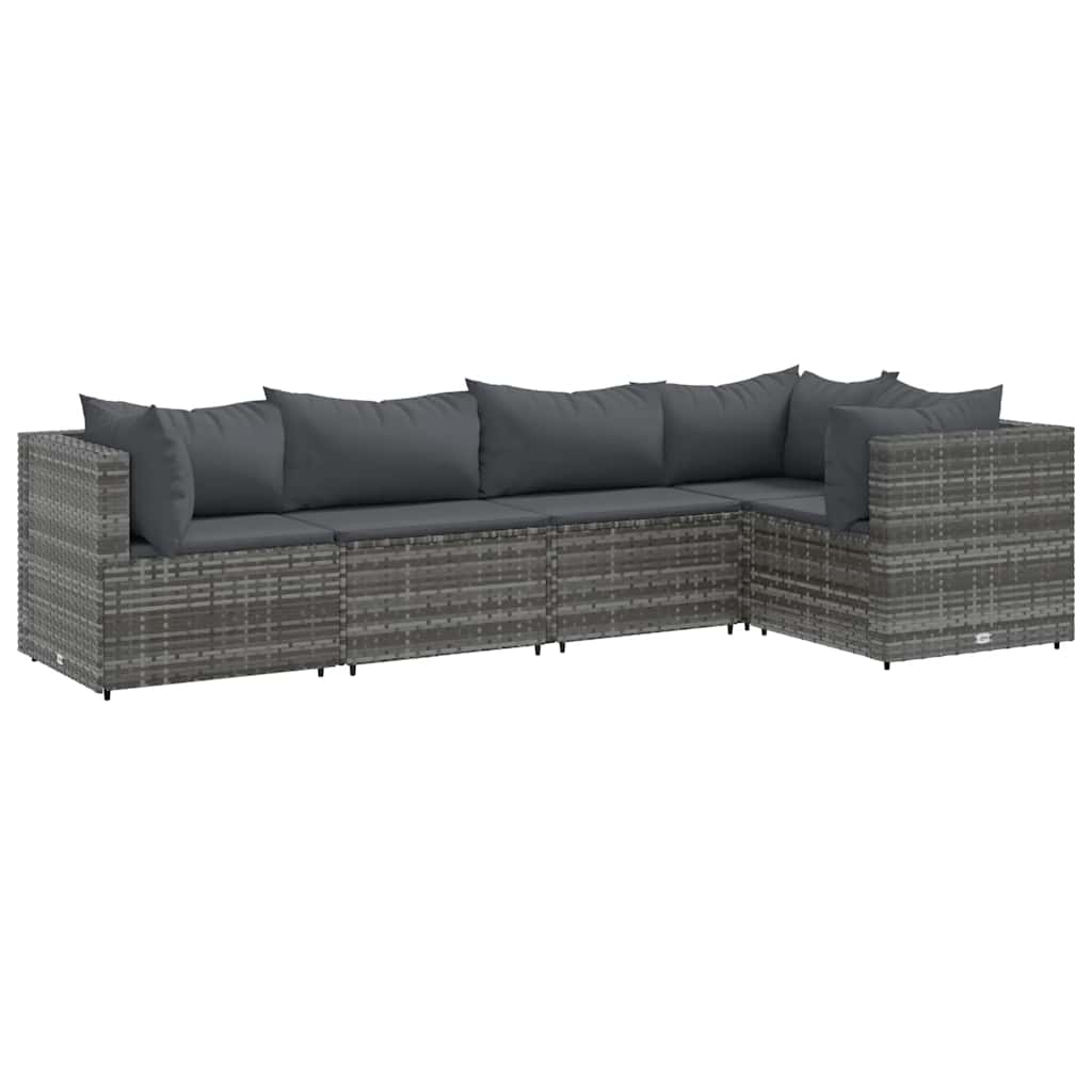 5-Delige Loungeset Met Kussens Poly Rattan 1