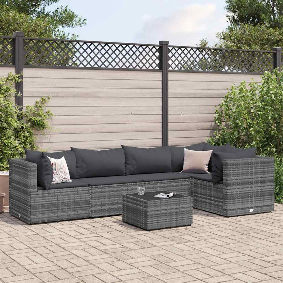 5-Delige Loungeset Met Kussens Poly Rattan 1