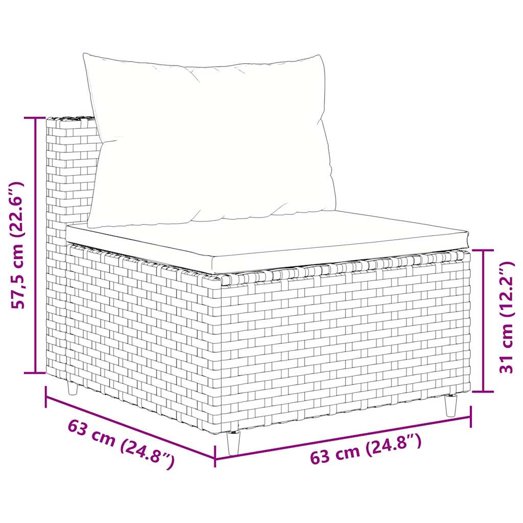 5-delige Loungeset met kussens poly rattan zwart
