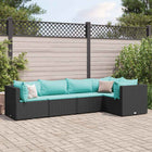 5-Piece Loungeset with Cushions Poly Rattan Black