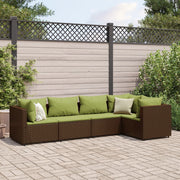 Loungeset 5-delig poly rattan bruin