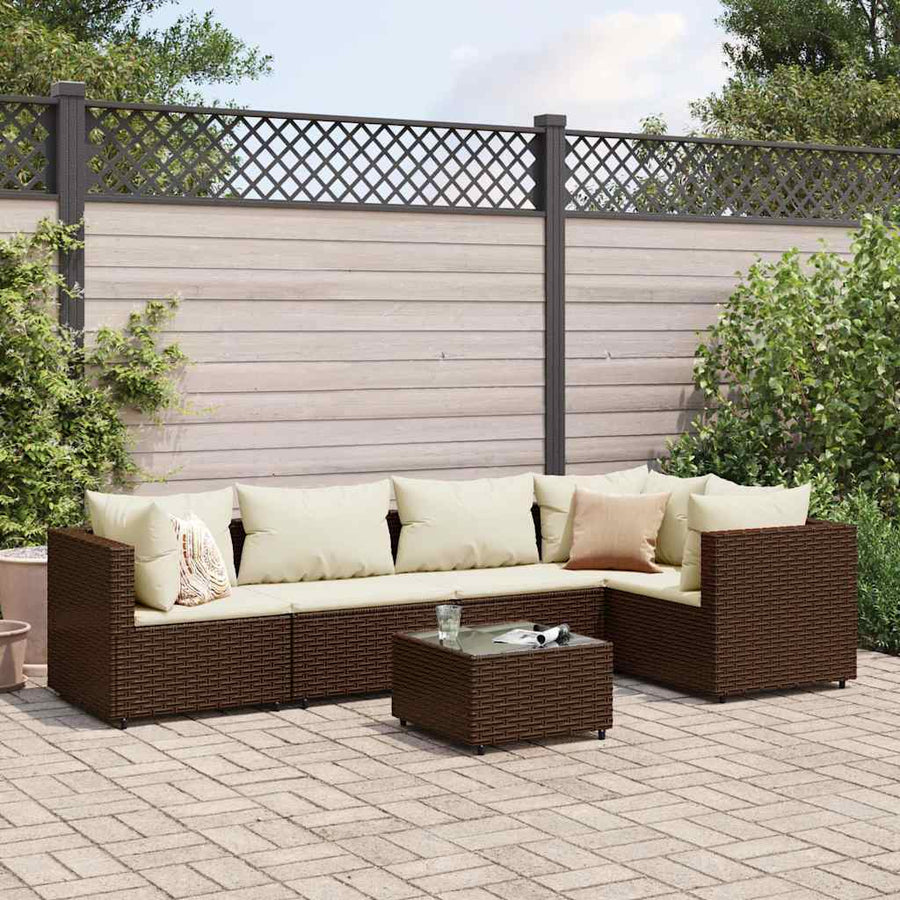 6-Delige Loungeset Met Kussens Poly Rattan 1