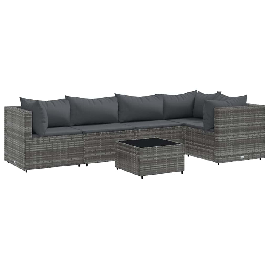 6-Delige Loungeset Met Kussens Poly Rattan 1
