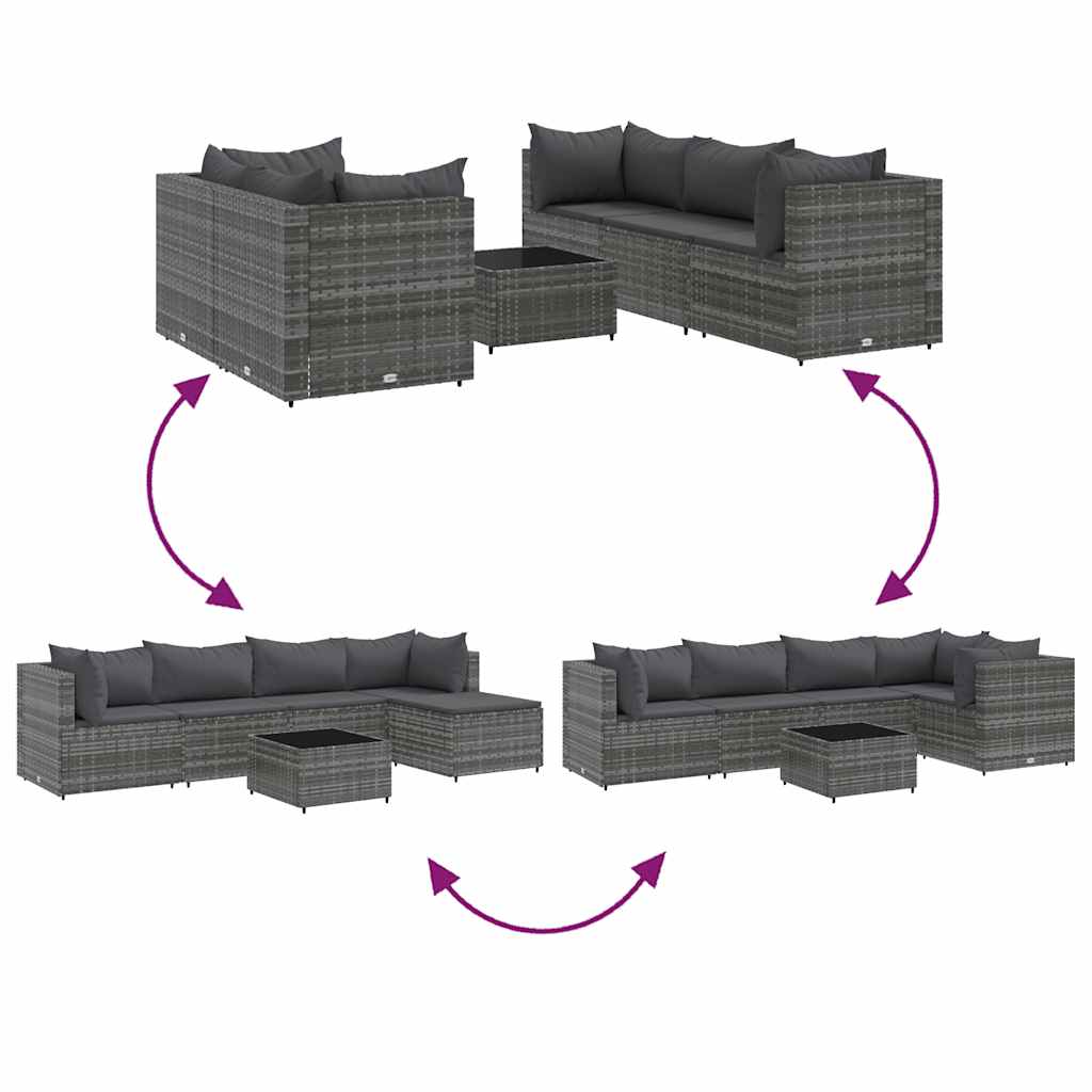 6-Delige Loungeset Met Kussens Poly Rattan 1