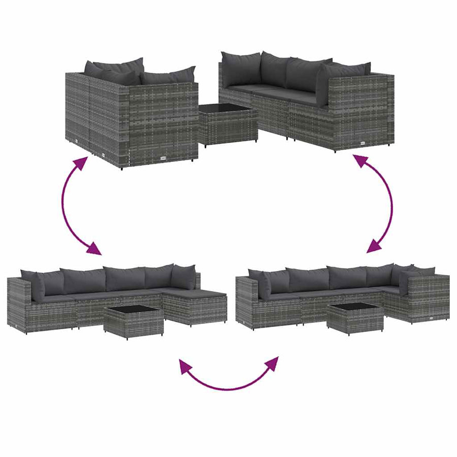 6-Delige Loungeset Met Kussens Poly Rattan 1