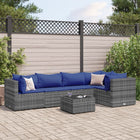6-piece Lounge Set with Cushions Poly Rattan Grey