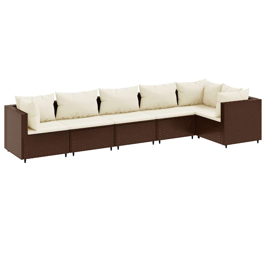6-Delige Loungeset Met Kussens Poly Rattan 1