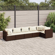 Loungeset 6-delig poly rattan donkerbruin