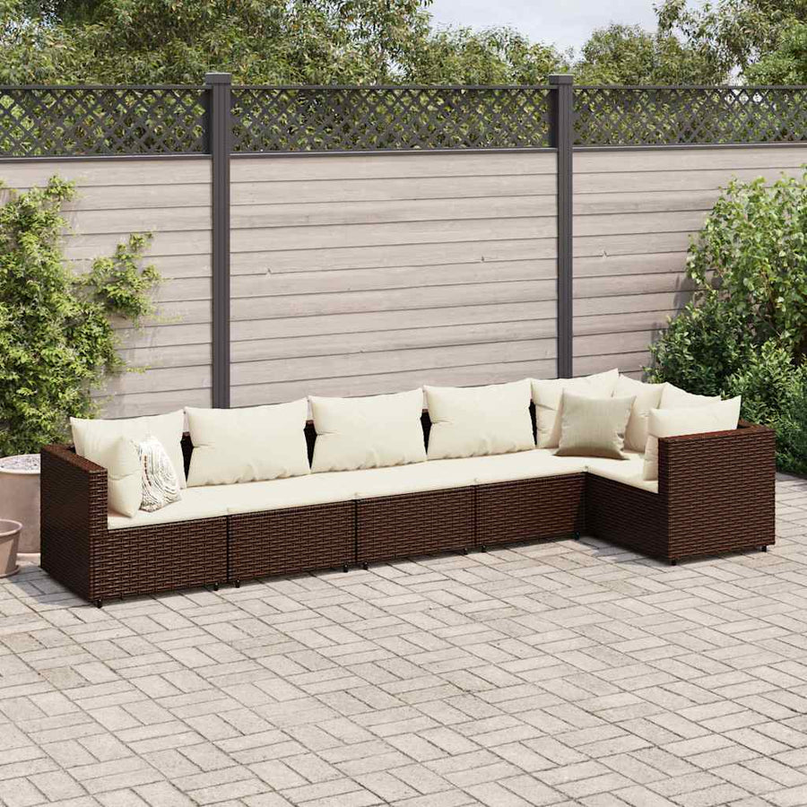 6-Delige Loungeset Met Kussens Poly Rattan 1