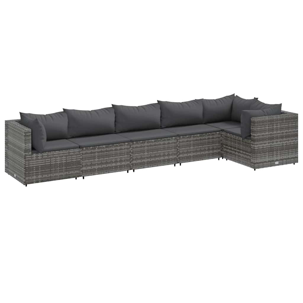 6-Delige Loungeset Met Kussens Poly Rattan 1