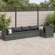 Loungeset 6-delig poly rattan grijs
