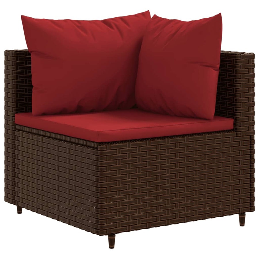 6-delige Loungeset met kussens poly rattan bruin