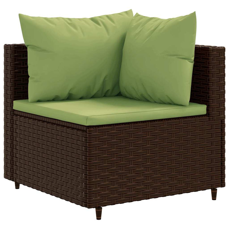 6-delige Loungeset met kussens poly rattan bruin